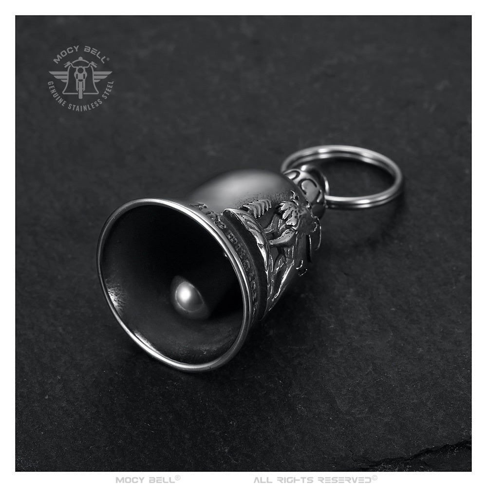 Clochette biker loup Mocy Bell, talisman moto contre les mauvais esprits, acier durable.