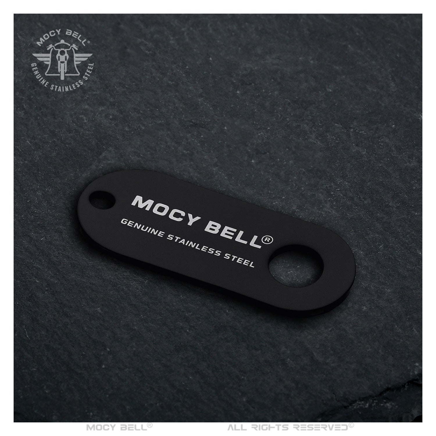 Support Mocy Bell noir pour clochette moto, design universel adaptable à toutes les tailles et marques.