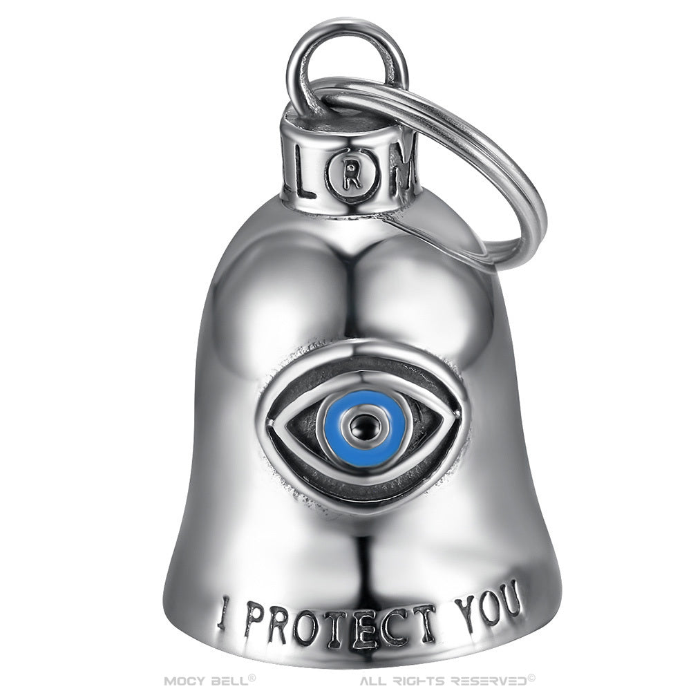 Campanilla Moto Mocy Bell Ojo Protector - Símbolo de Suerte y Protección en Acero Inoxidable