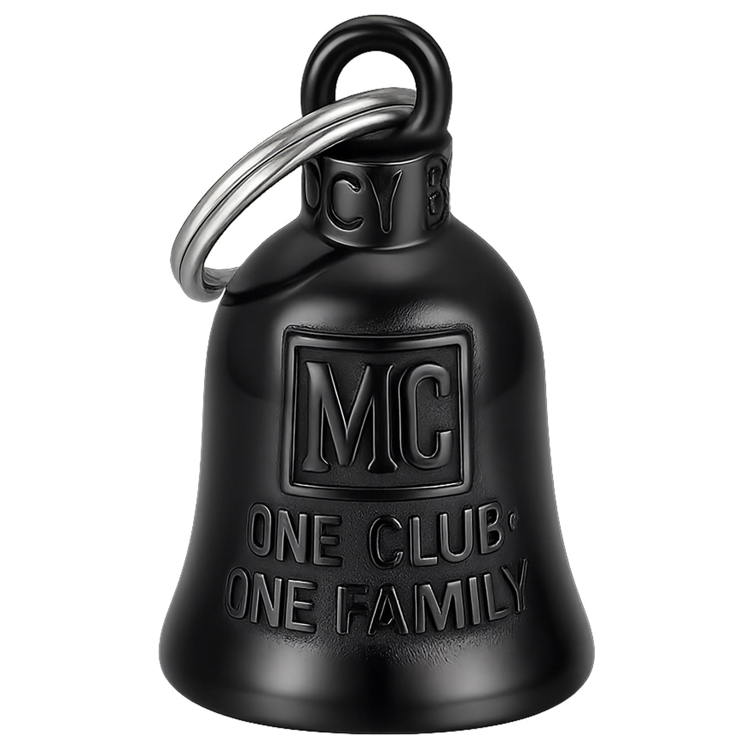 MC One Club One Family black titanium motorcycle bell - Symbol of biker brotherhood
