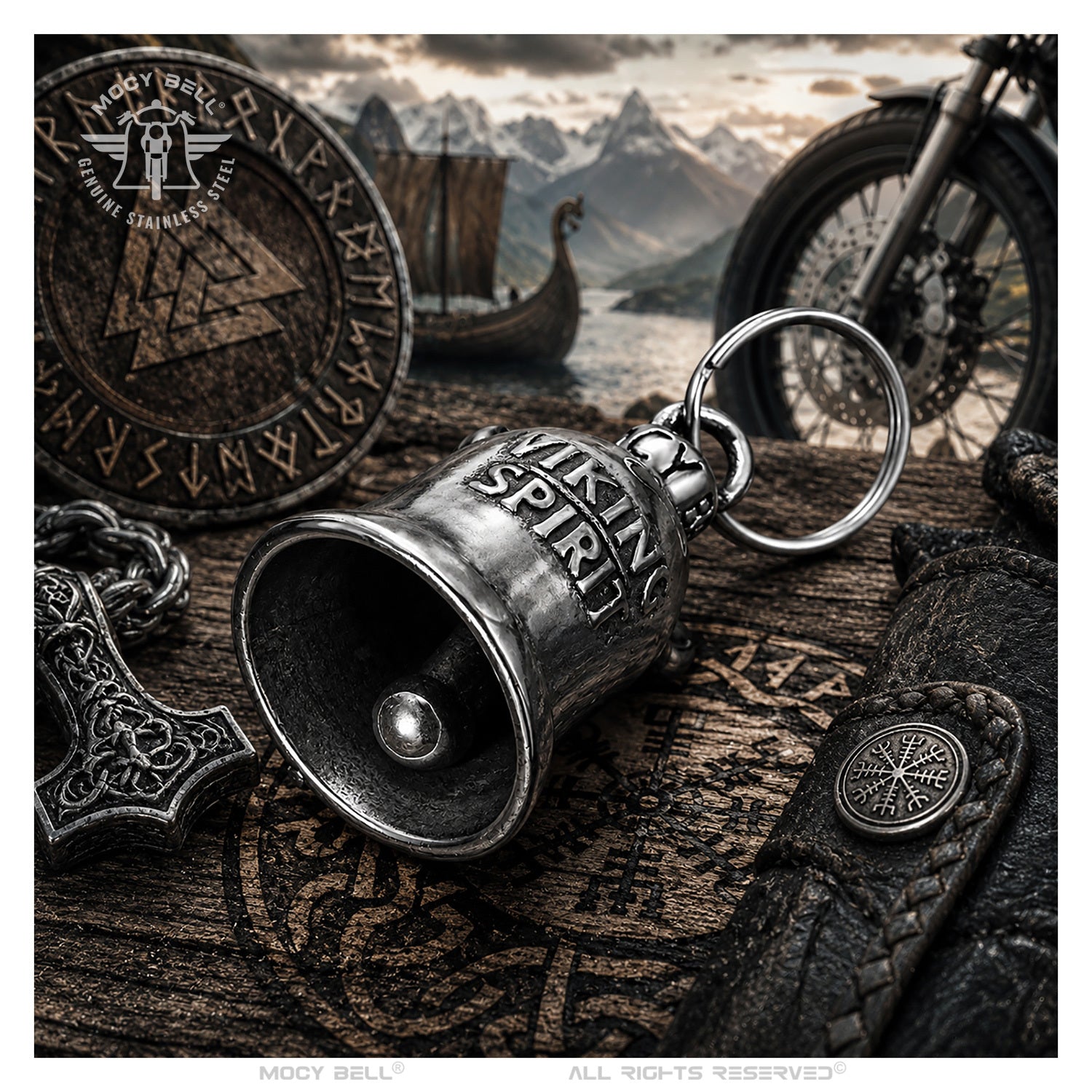 Clochette Moto Viking Spirit MocyBell - Guardian Bell Viking en Acier Inoxydable 316L