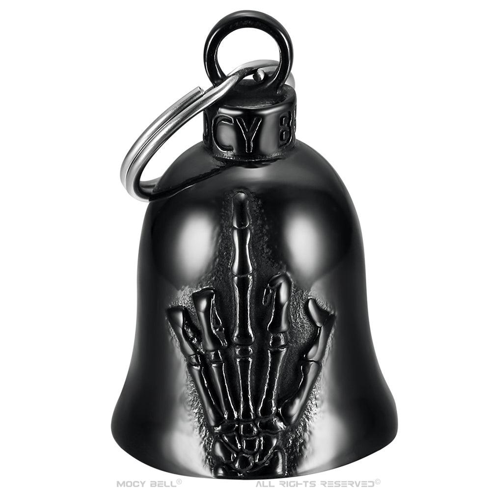 Clochette Moto MOCY BELL – Porte-Bonheur Fuck You en Acier Noir Titane - Mocy Bell