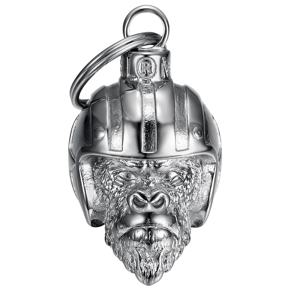 Clochette moto Mocy Bell Monkey Biker chromée en acier inoxydable 316L, porte-bonheur motard, protège votre route et ajoute style à votre moto