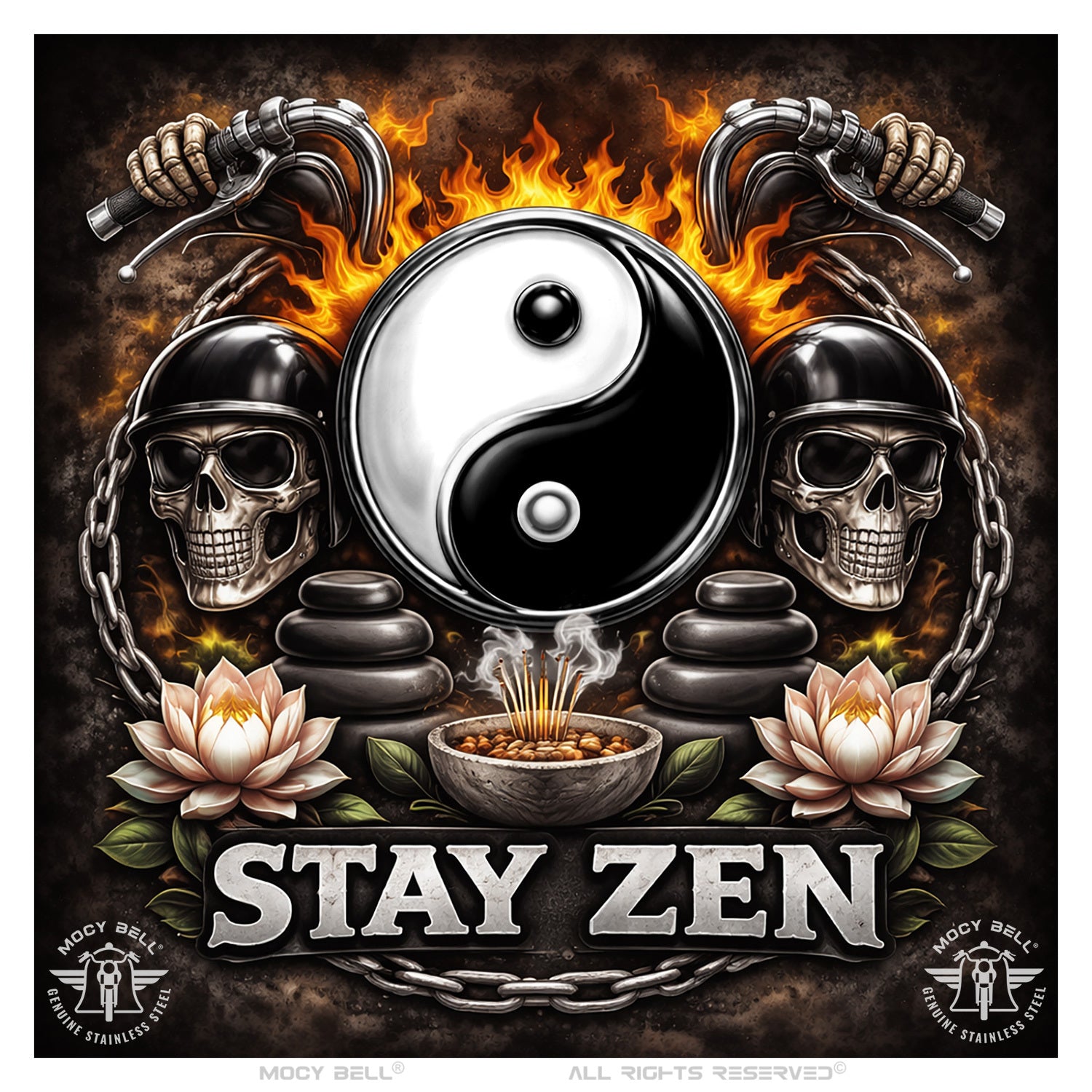 Clochette moto Yin Yang dans une ambiance très Zen