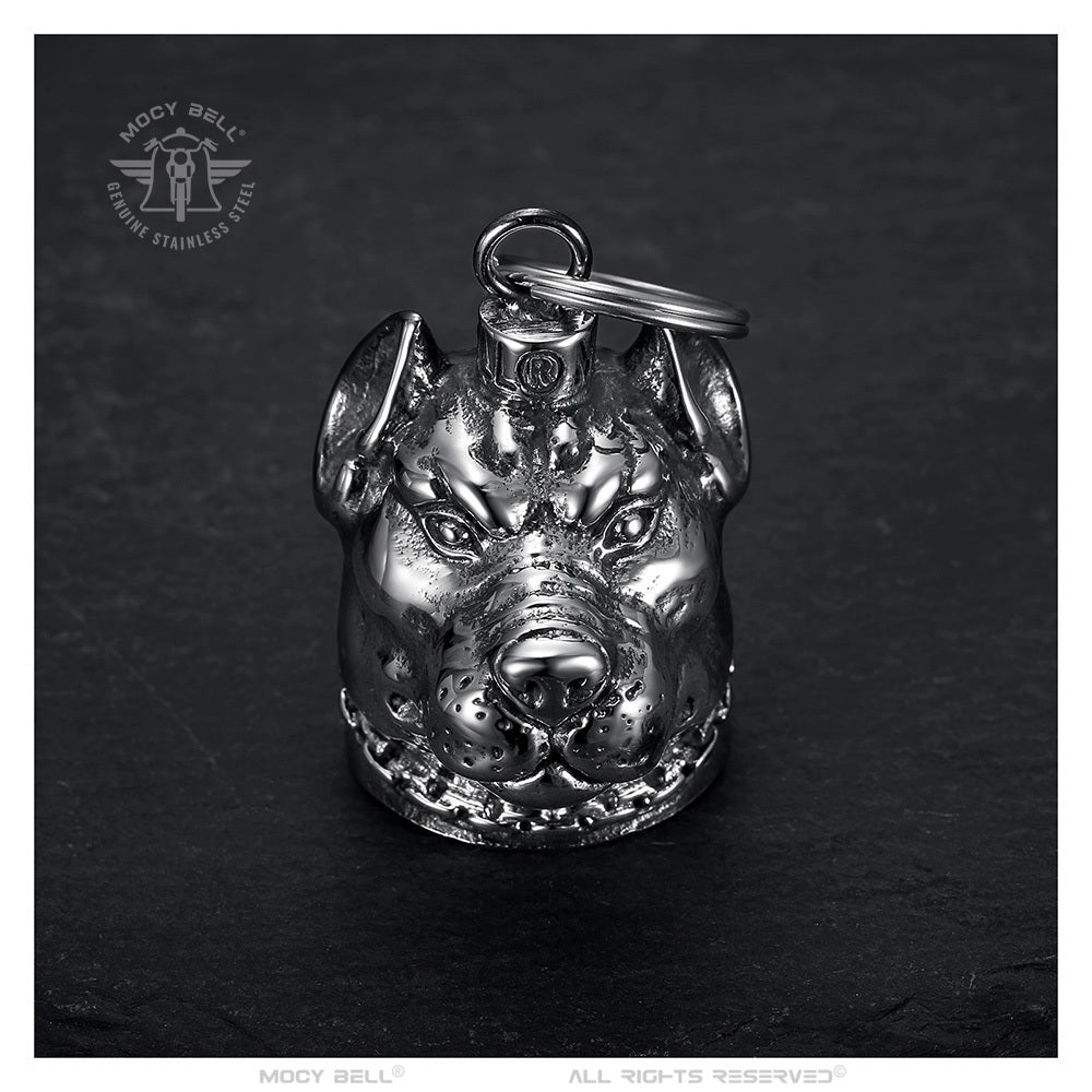 Guardian Bell Chien Molosse en acier inoxydable 316L, robuste et élégant, symbole de puissance et de sécurité pour bikers et passionnés de moto