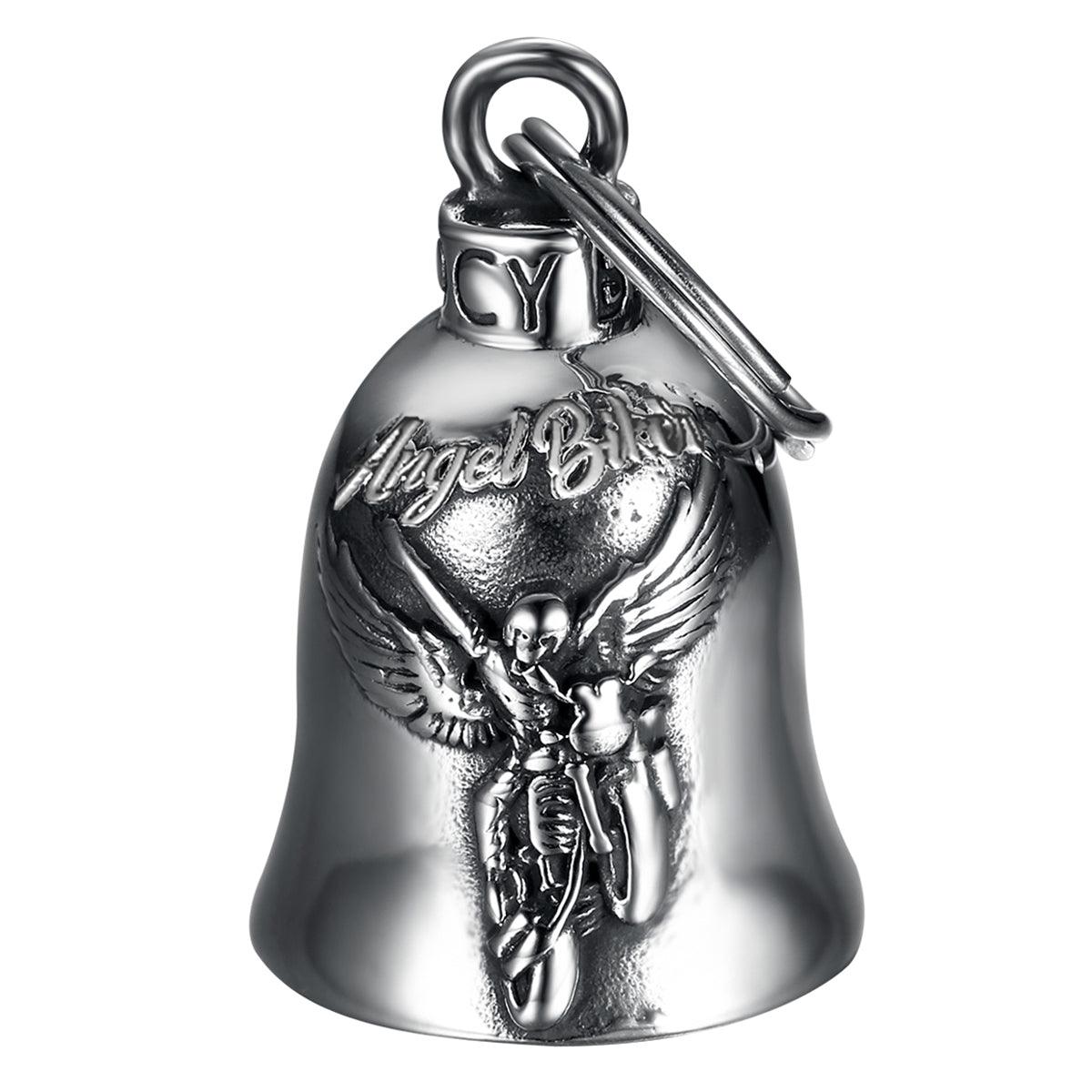 Clochette Moto Guardian Ride Bell - Ange Gardien Acier Inox - Porte-Bonheur Pour Motard