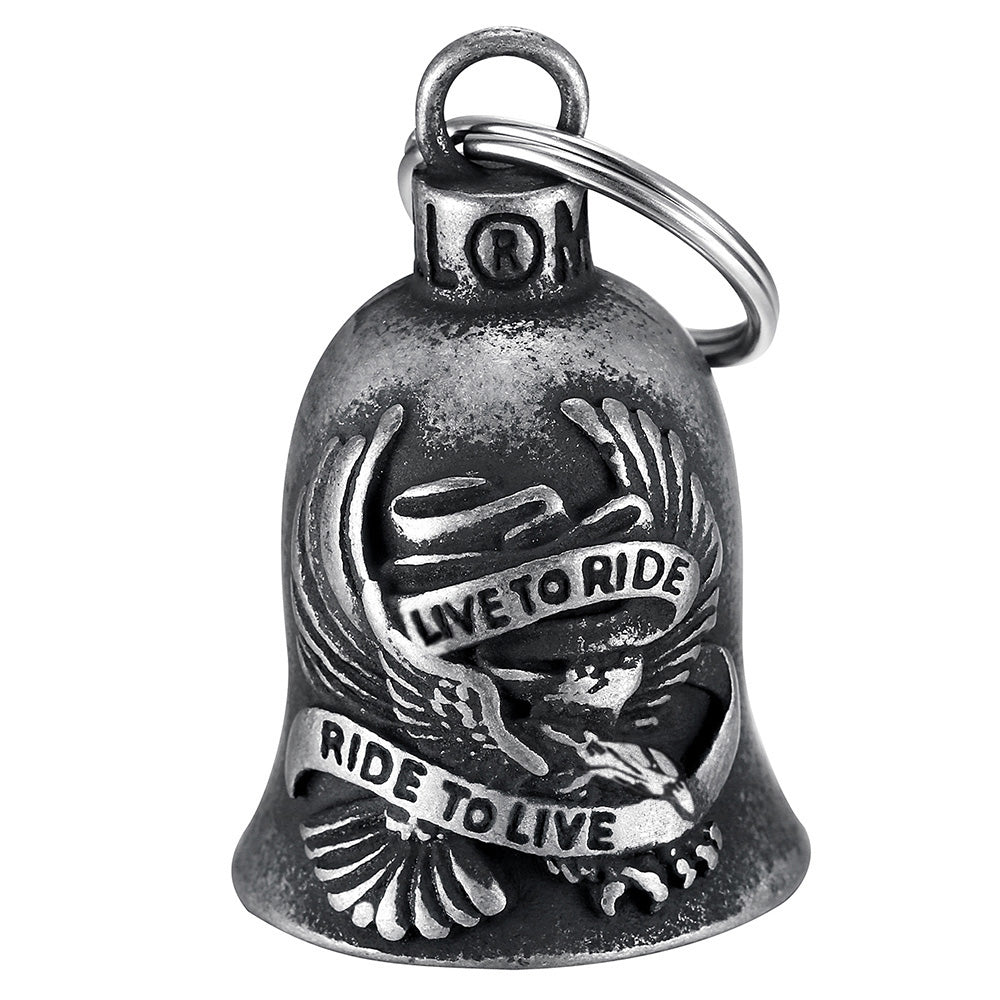 Clochette moto Aigle US Mocy Bell en acier inoxydable 316L, finition vintage Live To Ride.