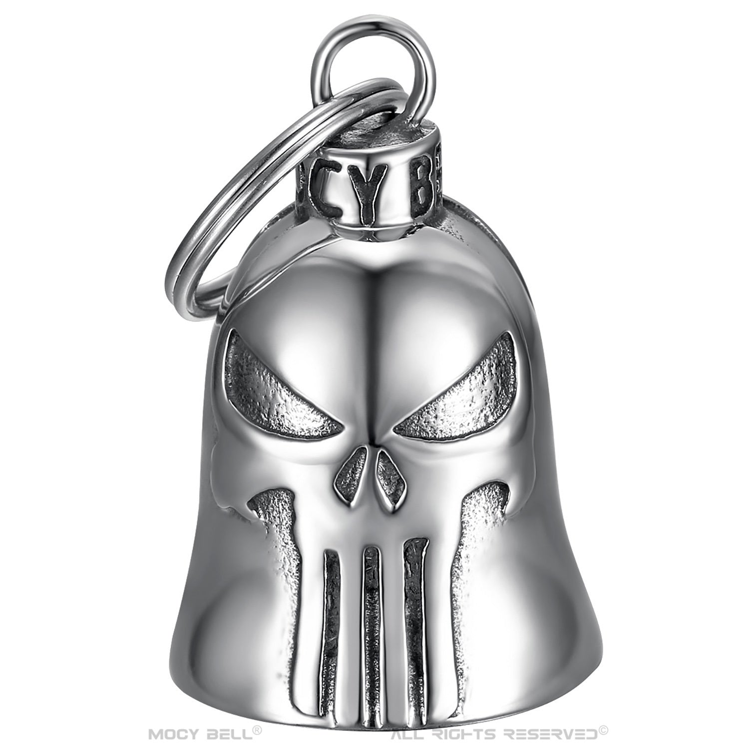 Gremlin Bell Punisher en acier inoxydable, clochette moto protectrice contre les esprits de la route.