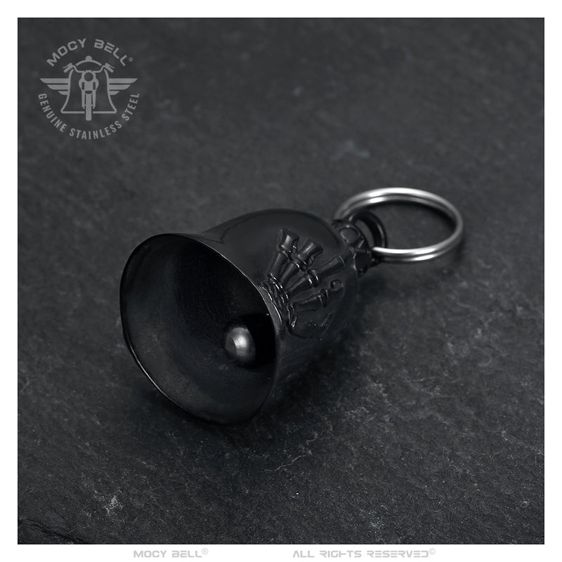 Clochette Moto MOCY BELL – Porte-Bonheur Fuck You en Acier Noir Titane