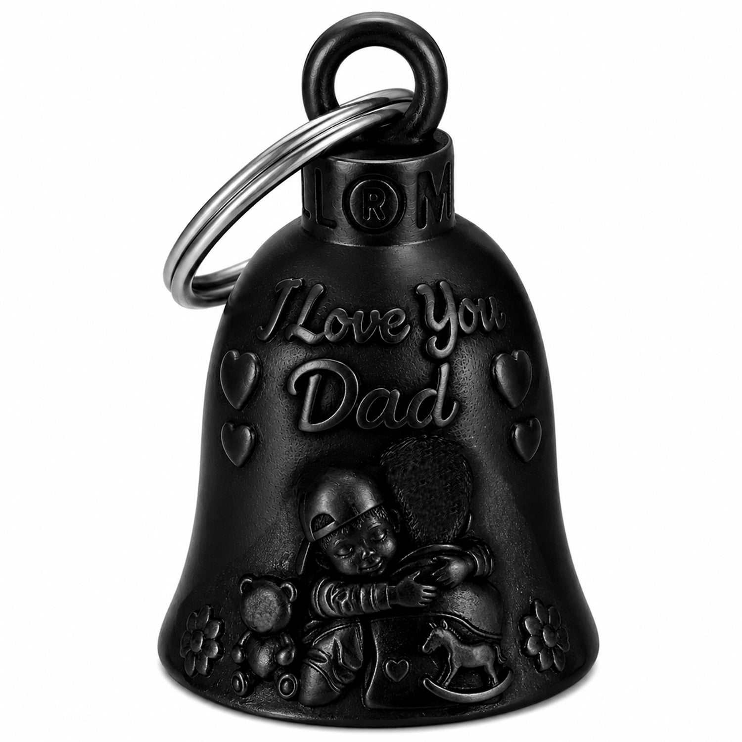Clochette Moto Papa Motard - Parce que tu es mon héros - Noir titane
