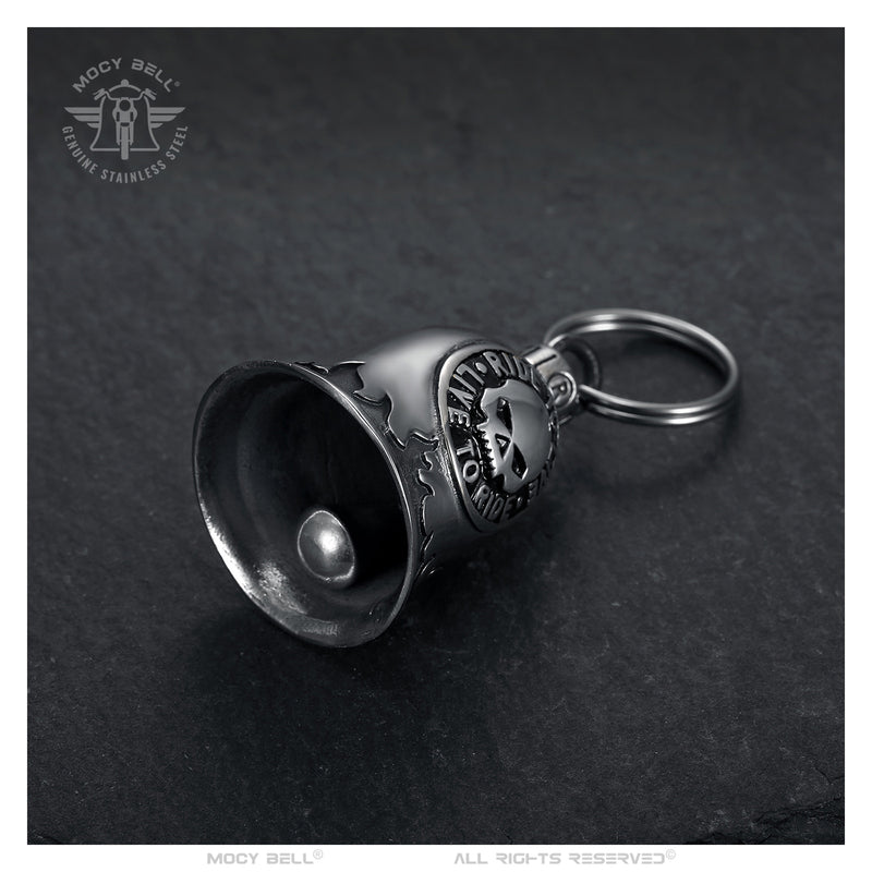 Mocy Bell Skull Ride to Live Stainless Steel Motorcycle Bell Silver