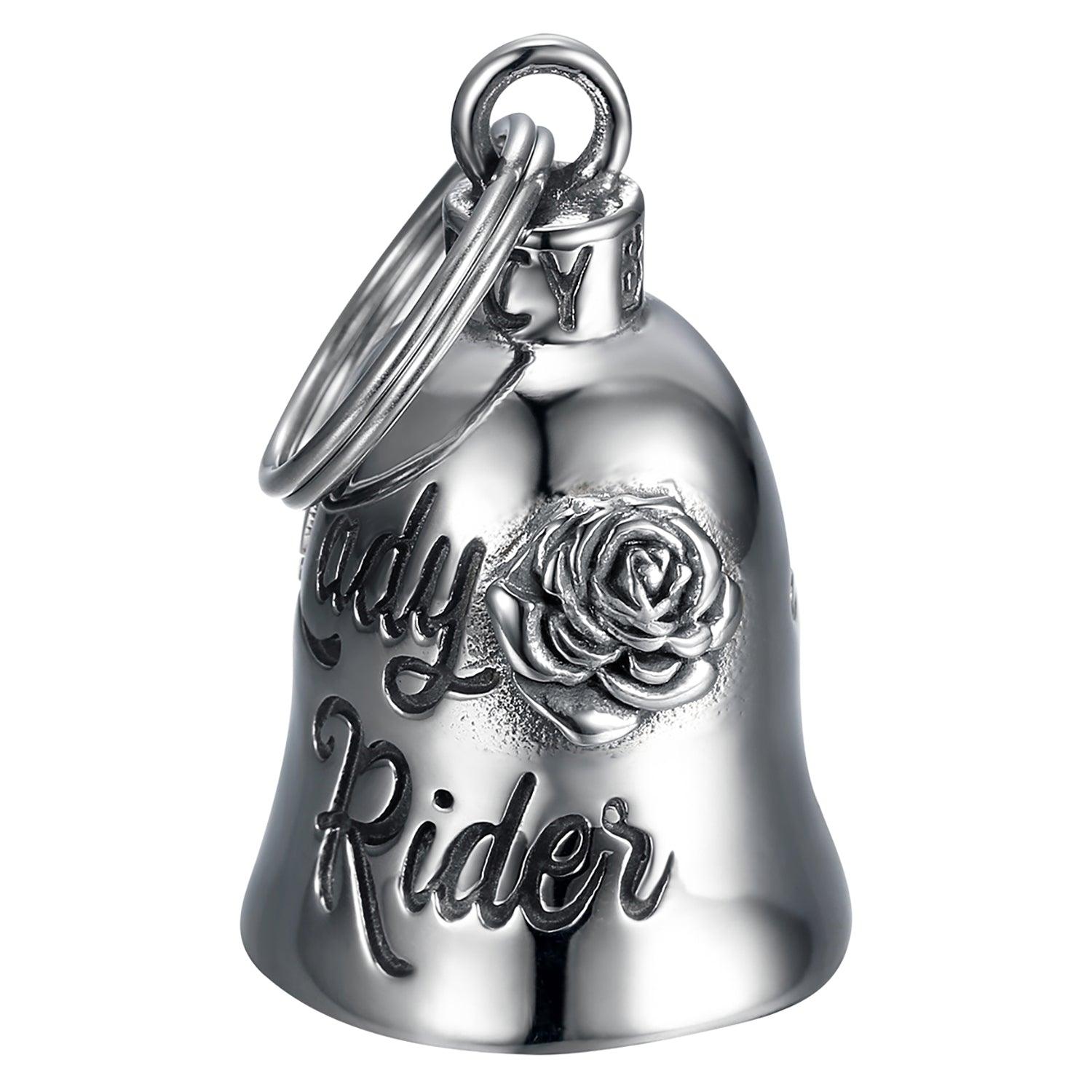 Clochette Moto Mocy Bell Lady Rider en Acier Inoxydable Argent - Mocy Bell