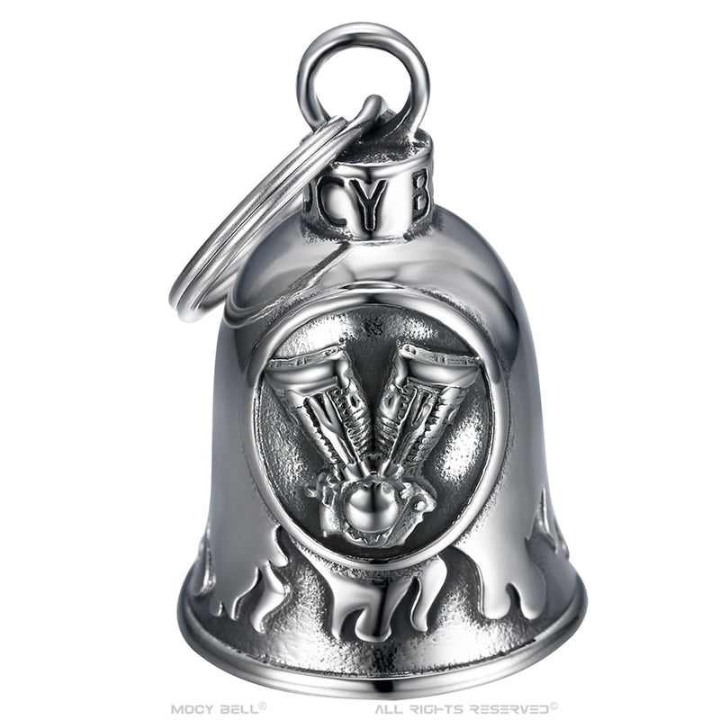 Mocy Bell Motorcycle Bell V Twin Engine in Silver Stainless Steel