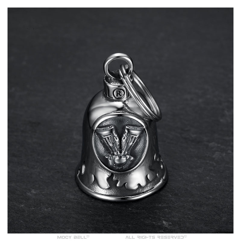 Mocy Bell Motorcycle Bell V Twin Engine in Silver Stainless Steel