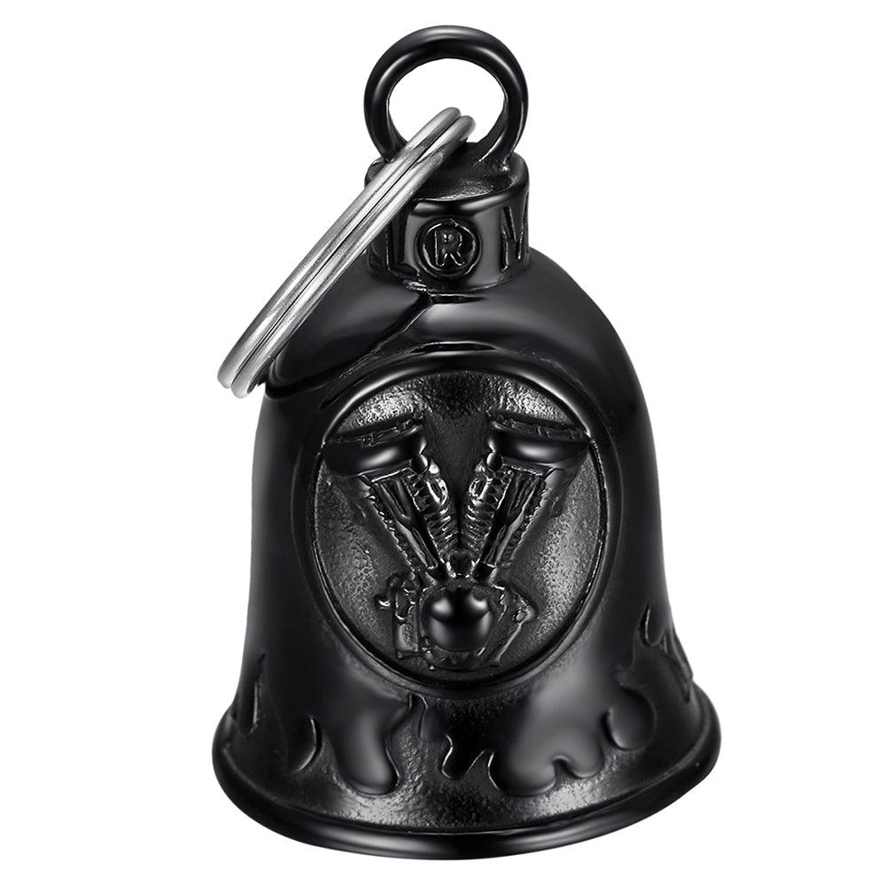 Clochette Moto Guardian Bell porte bonheur Moteur V-twin V2 Acier inoxydable noir titane - Mocy Bell