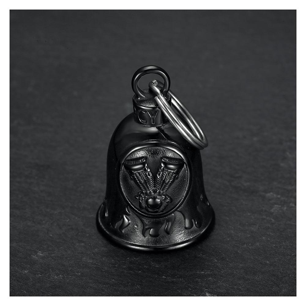 Clochette Moto Guardian Bell porte bonheur Moteur V-twin V2 Acier inoxydable noir titane - Mocy Bell