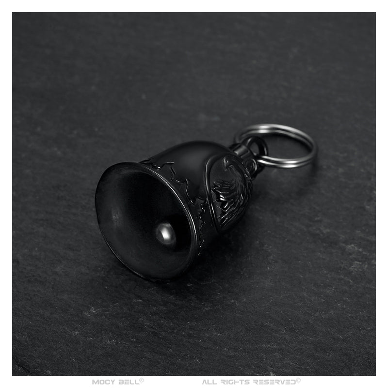 Mocy Bell Motorcycle Bell Lucky Charm Eagle USA Stainless Steel Black Titanium