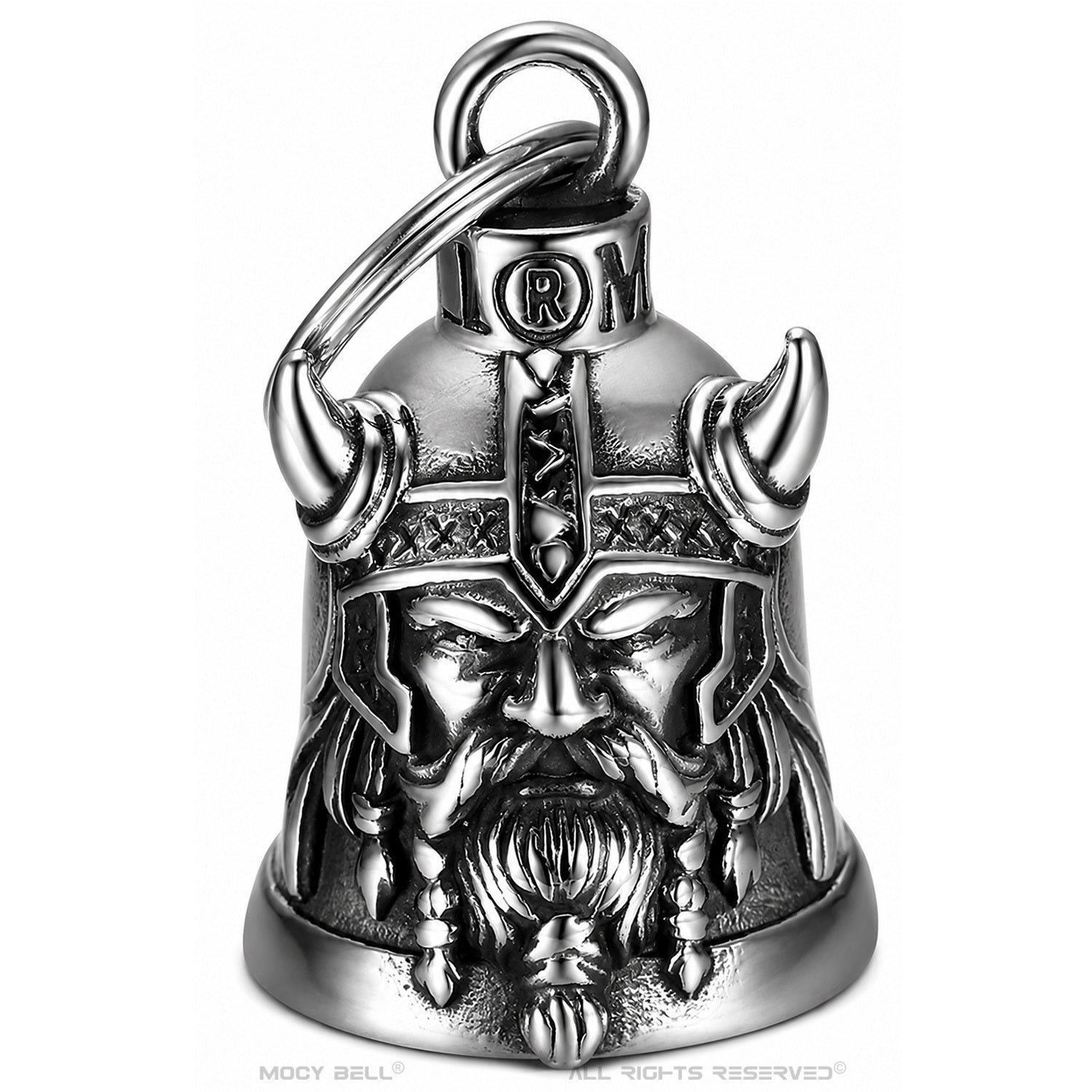 Clochette Moto Viking Gremlin Bell en acier inoxydable avec guerrier nordique en relief (filigranne)