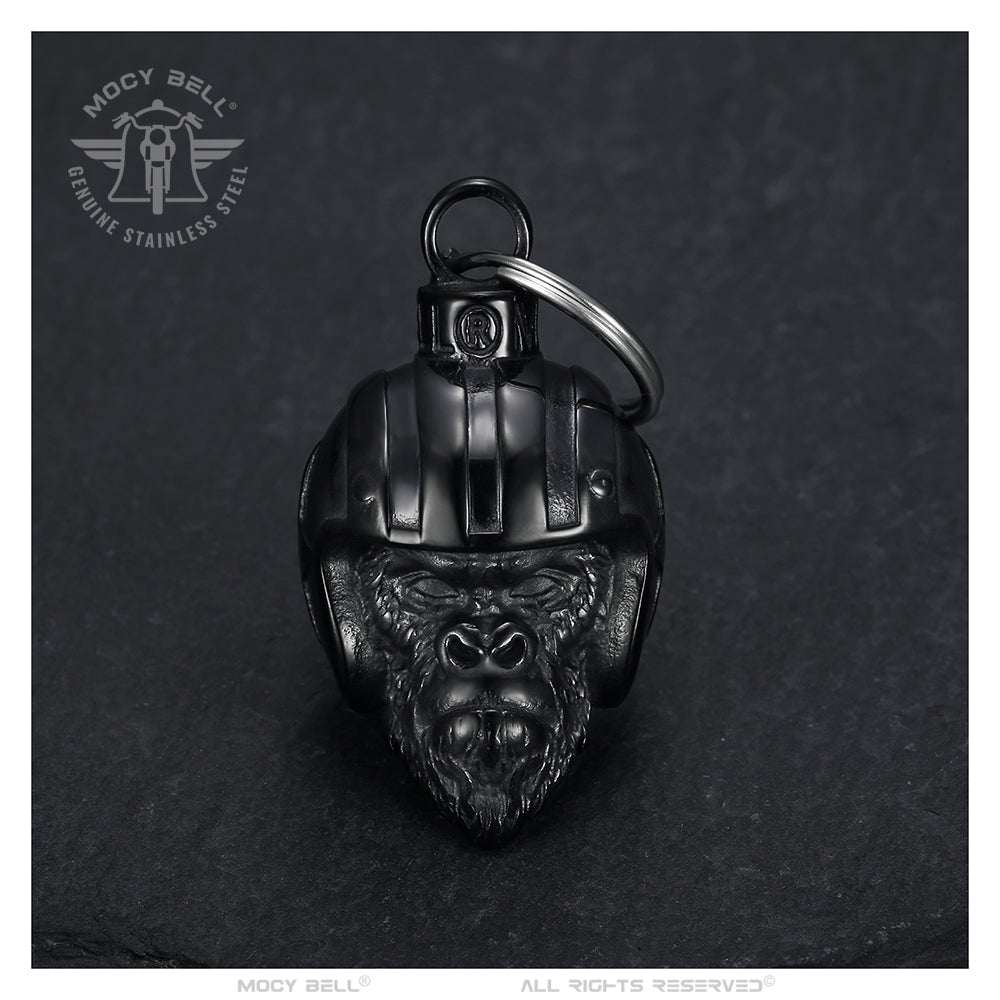 Clochette moto Monkey Biker Mocy Bell en acier inoxydable noir titane, robuste, résistante aux intempéries et à la corrosion, symbole de protection pour motards