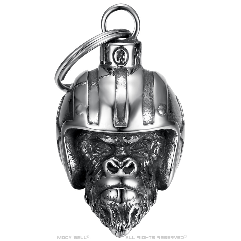 Guardian Bell Mocy Bell Monkey Biker argentée, design original protégé, livrée dans pochon microfibre, symbole de protection et chance pour motards
